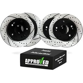 Approved Performance C4010R Front and Rear Drilled Slotted Disc Brake Rotor Only Kit Fits 18-22 Jeep Compass 15-22 Renegade 16-22 Fiat 500X X Models Only in Saudi Arabia