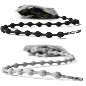 Caterpy Run - The Ultimate Elastic No Tie Shoelaces for Adults - Jaguar Black & Ghost Gray - Standard: 30in / 75cm in Saudi Arabia