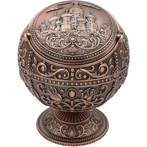 منفضة سجائر مقاومة للرياح مع أغطية، منافض سجائر معدنية عتيقة للاستخدام الداخلي والخارجي، صينية رماد فريدة من نوعها لتزيين سطح الطاولة والمكتب المنزلي، هدية لطيفة للرجال والنساء، برونزية حمراء القلعة in Kuwait