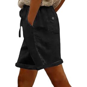 Linen Shorts for Women Bermuda Drawstring Waisted Short Casual Lightweight Summer Fashion Vacation Beach Clothes in Saudi Arabia