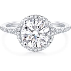 14K White Gold Ring 14K Gold 2 Carat Round Cut Moissanite Engagement Ring 2CT 8mm Round Cut Halo Moissanite Rings for Women in Kuwait