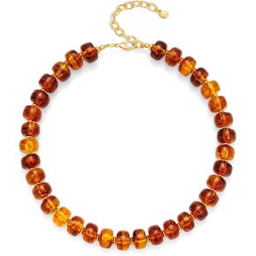Amber Resin Beaded Necklace for Women, Gold Statement Choker Necklace, Chunky Bead Necklaces for Women with Gold Plated Beads in Kuwait