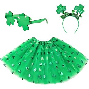 Adult Green Tutus for Women, 4 Layered Tulle Tutu Skirt Set with Heart Sunglasses and Bow Headband Colorful Party Favors in Saudi Arabia
