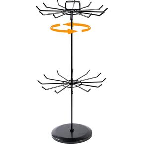 حامل مجوهرات دوار بطبقتين مع ارتفاع قابل للتعديل، حامل عرض القلادة مع 24 خطافًا، منظم شجرة المجوهرات المعدنية للأساور، عرض سلسلة المفاتيح، عرض المجوهرات للبائعين in Kuwait