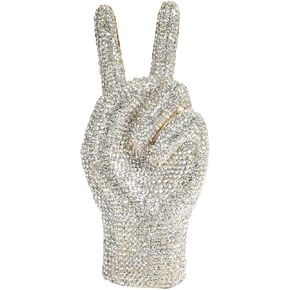 Women Novelty Victory Hand Rhinestone Bag Sparkly Full Diamond Party Purses Crystal Handbag for Prom Dating in Kuwait