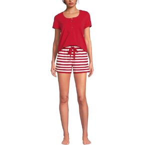 Lands' End Women's Knit 2 Piece Pajama Set - Short Sleeve Top and Shorts in Kuwait
