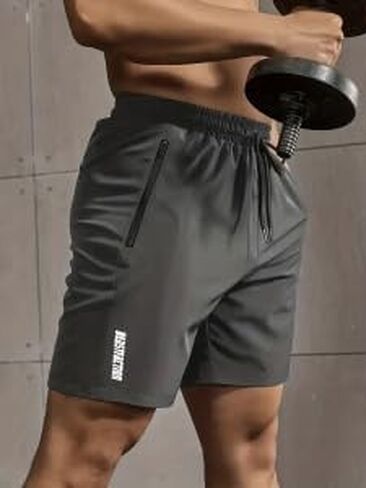 Men's Quick Dry Gym Shorts with Zipper Pockets Athletic Running Workout Shorts Breathable Training Shorts with Drawstring in Saudi Arabia