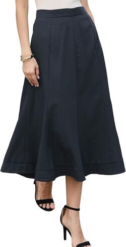 Allegra K Midi Skirt for Women's High Waist A Line Pleated Work Business Casual Flare Skirts in Saudi Arabia