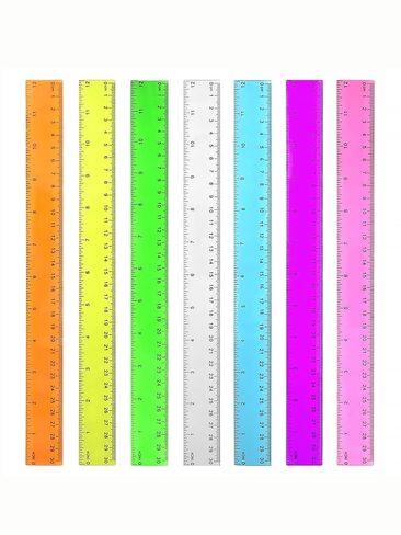 12 Inch 7 Pack Color Transparent Ruler Plastic Rulers with Inches Centimeters Millimeter, for Student School and Office Drawing Measuring Tools in Saudi Arabia