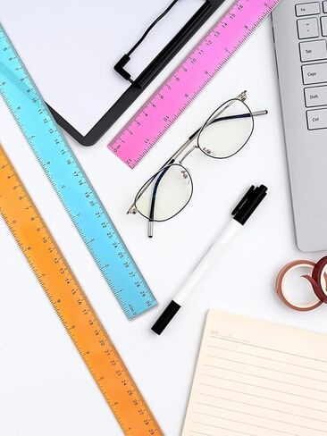 12 Inch 7 Pack Color Transparent Ruler Plastic Rulers with Inches Centimeters Millimeter, for Student School and Office Drawing Measuring Tools in Saudi Arabia