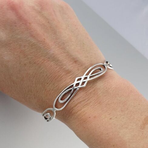 FashionJunkie4Life Sterling Silver Infinity Knot Cuff Bracelet | Celtic Style Adjustable Cuff Design | Adjustable Bracelet Gift for Women & Men in Saudi Arabia