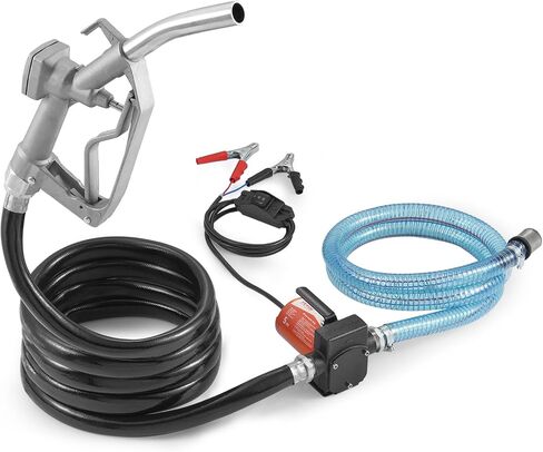 VEVOR 12V DC Fuel Transfer Pump, 5.3 GPM, Portable Electric Diesel Transfer Pump, with Auto Shut-Off Fuel Nozzle, Long Inlet & Outlet Hose, 1/10 HP for Gasoline, Kerosene, Diesel, Methanol Blends in Saudi Arabia