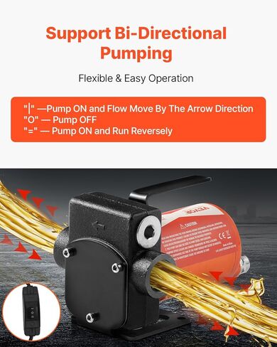 VEVOR 12V DC Fuel Transfer Pump, 5.3 GPM, Portable Electric Diesel Transfer Pump, with Auto Shut-Off Fuel Nozzle, Long Inlet & Outlet Hose, 1/10 HP for Gasoline, Kerosene, Diesel, Methanol Blends in Saudi Arabia