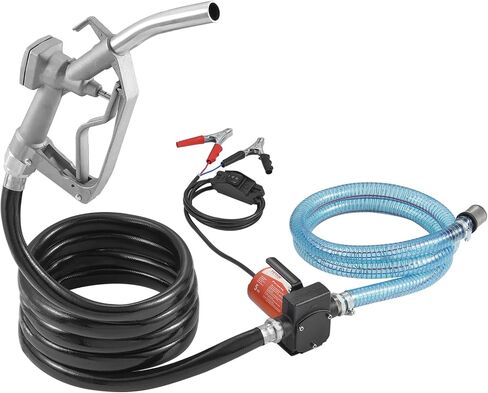 VEVOR 12V DC Fuel Transfer Pump, 5.3 GPM, Portable Electric Diesel Transfer Pump, with Auto Shut-Off Fuel Nozzle, Long Inlet & Outlet Hose, 1/10 HP for Gasoline, Kerosene, Diesel, Methanol Blends in Saudi Arabia
