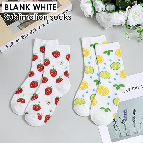 24 Pairs White Sublimation Socks, 10.3 Inch Blank Sublimation High Socks Printable Athletic Crew Sock for Men Women DIY Decoration in Saudi Arabia