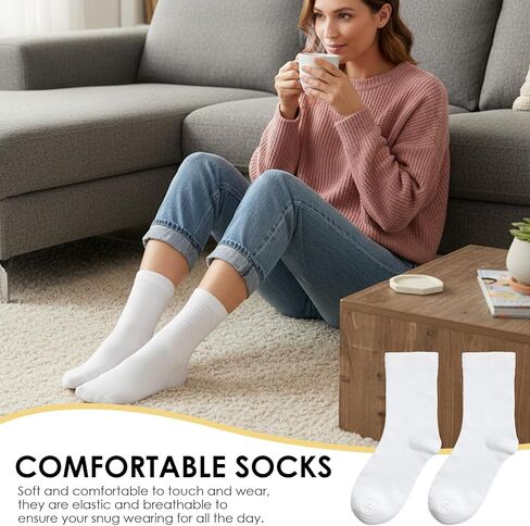 24 Pairs White Sublimation Socks, 10.3 Inch Blank Sublimation High Socks Printable Athletic Crew Sock for Men Women DIY Decoration in Saudi Arabia