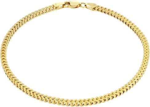 Nuragold 10k الذهب الأصفر الحقيقي فرانكو مربع 2.5 مللي متر صندوق سلسلة سلسلة القمح سوار (7 "-9") مجوهرات إيطالية للرجال والنساء in Saudi Arabia
