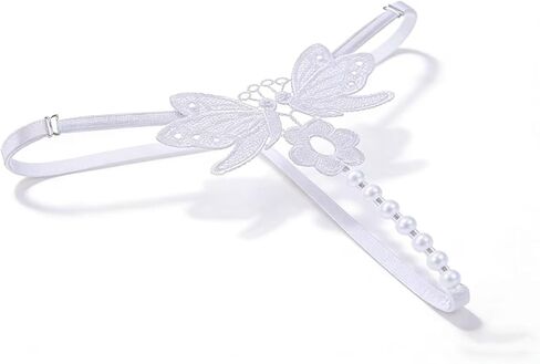 Women G-String Butterfly Embroidery Pearl G-String Low-Waist Thongs Briefs White in Saudi Arabia