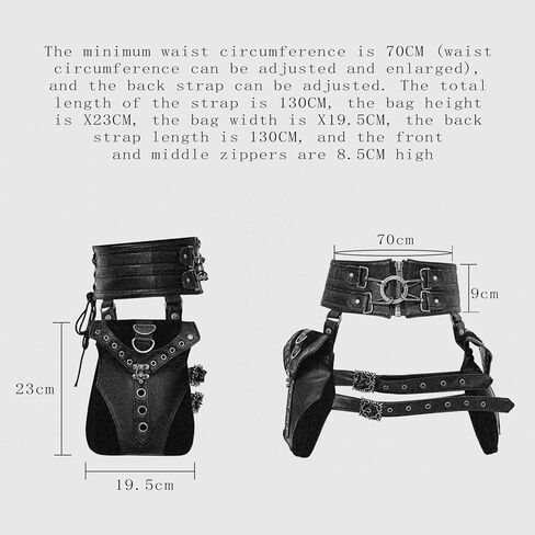 حزام الخصر القوطي SV SENVAN بجيوب مزدوجة - حقيبة Steampunk Hip قابلة للتعديل، مناسبة للعب الأدوار (LARP)، الطراز القوطي، مهرجانات عصر النهضة، والأزياء البديلة in Saudi Arabia