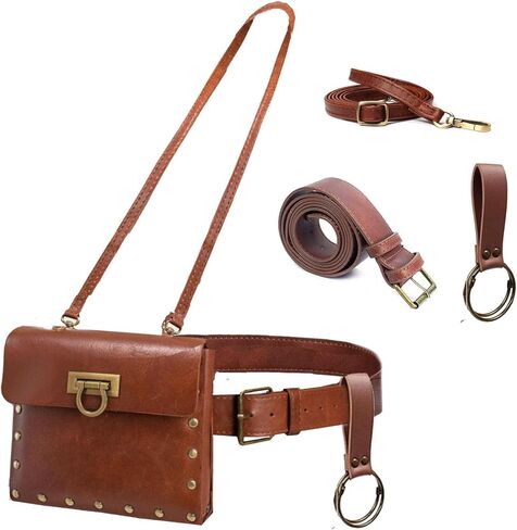 SUMGOGO حزام الحقيبة الخصر حقيبة حزمة مراوح جلدية عادية Steampunk Crossbody حقيبة الهاتف القرون الوسطى عصر النهضة تأثيري حلي الإكسسوارات in Saudi Arabia