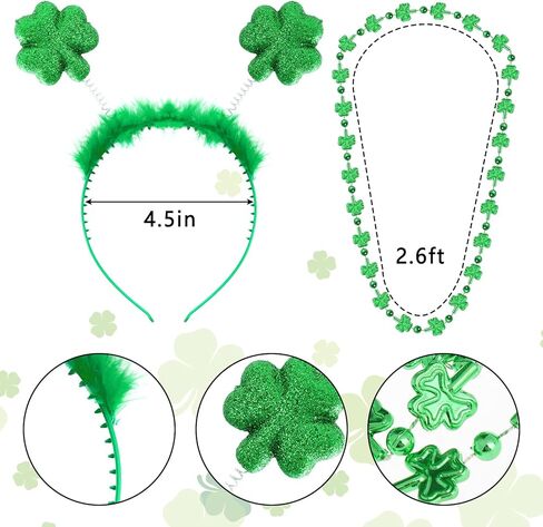 Sucrain St. Patrick's Day Costume Accessories Set Include Shamrock Headband Necklaces Striped Socks and Green Tutu Skirt for Women Irish Party Supplies in Saudi Arabia