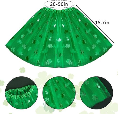 Sucrain St. Patrick's Day Costume Accessories Set Include Shamrock Headband Necklaces Striped Socks and Green Tutu Skirt for Women Irish Party Supplies in Saudi Arabia