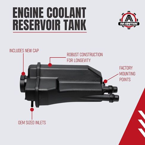 Engine Coolant Reservoir Tank with Cap Replacement by AA Ignition - Compatible with BMW Vehicles - 2.5L 2.8L 3.0L - 525i, 528i, 528it, 530i - Replaces Parts 17111436381, 603-536 in Saudi Arabia