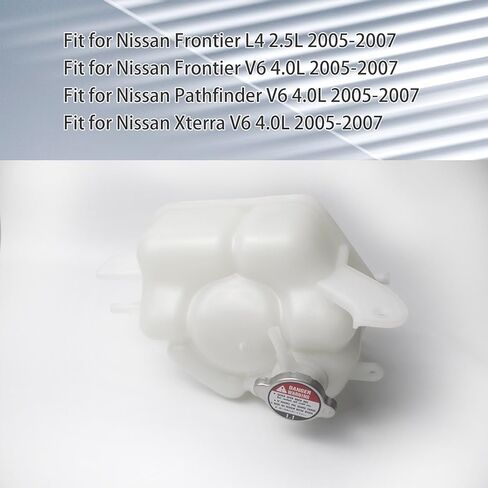 Engine Coolant Overflow Recovery Expansion Tank with Cap Fit for Nissan Frontier 2.5L 4.0L Pathfinder 4.0L Xterra 4.0L 2005-2007, Replace 21710EA000 603-629 21710EA01A 603629 in Kuwait
