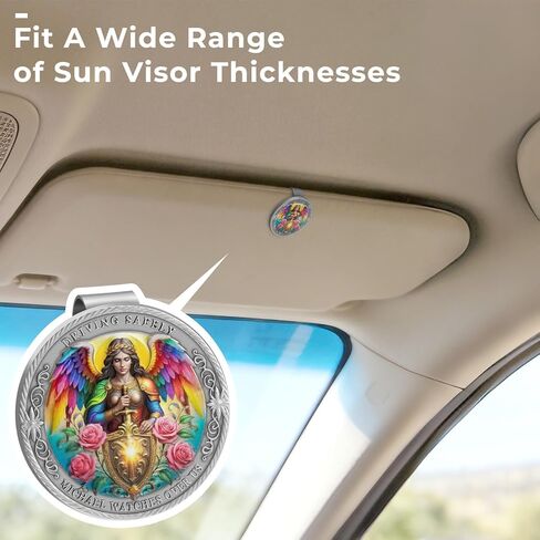 مشبك قناع القديس مايكل، الملاك الحارس لمشبك قناع السيارة، ملحقات السيارة هدية السلامة المسيحية الدينية لصديق عائلة السائق الجديد (فضي) in Kuwait