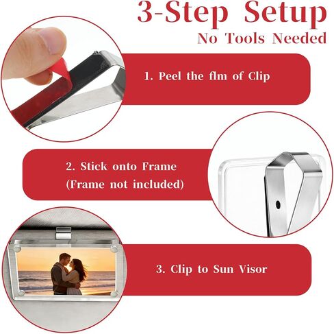 6 pcs Sun Visor Clips with Adhesive DIY Stainless Steel Mounting Kit Garage Door Remote Visor Clip for Custom Displays Car Home Office Replacement in Saudi Arabia