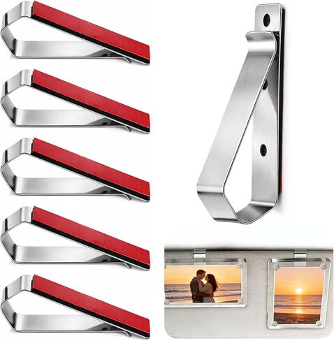 6 pcs Sun Visor Clips with Adhesive DIY Stainless Steel Mounting Kit Garage Door Remote Visor Clip for Custom Displays Car Home Office Replacement in Saudi Arabia