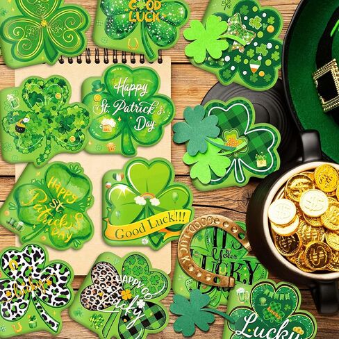 OXYLIPO 24 Pcs St. Patrick's Day Mini Notepads - Green Shamrock Memo Pads with Irish-Themed Designs for School Classroom Rewards, Office Memo Jotting, Home Daily Notes, St. Patrick's Day Party Favors in Saudi Arabia