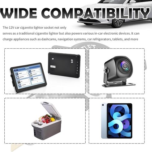 2PCS Car Cigarette Lighter Replacement,12-24V DC Car Power Outlet with Wiring Harness & Waterproof Cover,Universal Female Cars Cigarette Lighter Socket for Dash Cams/GPS in Kuwait