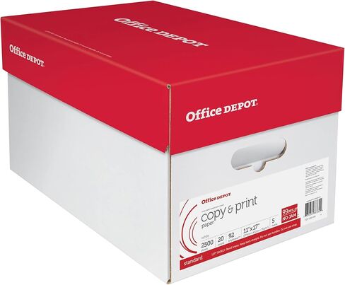 ورق النسخ والطباعة من العلامة التجارية Office Depot®، ورق دفتر الأستاذ، 20 رطلاً، 500 ورقة لكل رزمة، علبة مكونة من 5 رزمة in Saudi Arabia