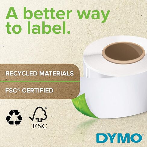 ملصقات صناعية متينة من DYMO LW لطابعات ملصقات الملصقات، بولي أبيض، 2-1/4 بوصة × 1-1/4 بوصة، 1 لفة من 800 in Saudi Arabia