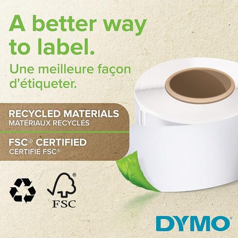 ملصقات صناعية متينة من DYMO LW لطابعات ملصقات الملصقات، بولي أبيض، 2-1/4 بوصة × 1-1/4 بوصة، 1 لفة من 800 in Saudi Arabia