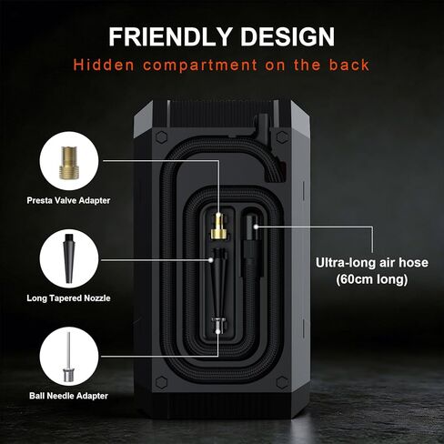 Tire Inflator Portable Air Compressor, 150PSI Cordless Air Pump for Car Tires, Dual Power - Battery & 12V DC, Portable Air Pump With Memory Function for Car, Motorcycle, Bike, Ball, etc in Saudi Arabia
