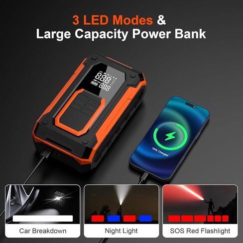 Tire Inflator Portable Air Compressor, 150PSI Cordless Air Pump for Car Tires, Dual Power - Battery & 12V DC, Portable Air Pump With Memory Function for Car, Motorcycle, Bike, Ball, etc in Saudi Arabia