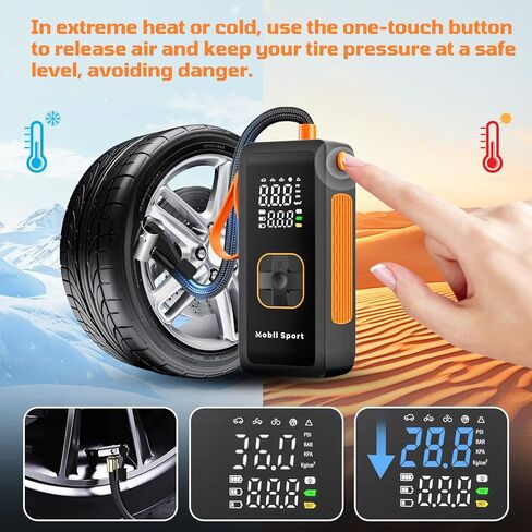 Tire Inflator Portable Air Compressor, 180 PSI Air Pump For Car Tires with Digital Pressure Gauge, LED Light and Auto Shut-Off Function - Cordless Pump for Car, Motorcycle, Bicycle, Balls and More in Saudi Arabia