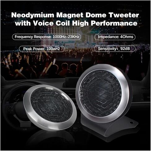 Tweeter Speaker with Tweeter Voice Coil 4 Ohms 50W*2 Super Silk Dome Tweeter Compatible with Car in Kuwait