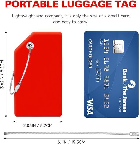 Luggage Tags for Suitcases 4 Pack Durable Silicone Travel Baggage Labels with Name ID Card Unique Airport Quickly Spot Suitcase Essentials (Red * 2 DIY Stickers) in Saudi Arabia