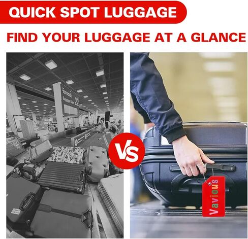 Luggage Tags for Suitcases 4 Pack Durable Silicone Travel Baggage Labels with Name ID Card Unique Airport Quickly Spot Suitcase Essentials (Red * 2 DIY Stickers) in Saudi Arabia