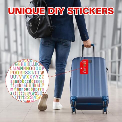 Luggage Tags for Suitcases 4 Pack Durable Silicone Travel Baggage Labels with Name ID Card Unique Airport Quickly Spot Suitcase Essentials (Red * 2 DIY Stickers) in Saudi Arabia