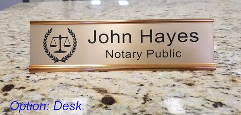 Custom Notary Public Sign (Laurels) | Desk, Wall, Name Plate | Choose Style, Personalize [2Hx8L] in Saudi Arabia