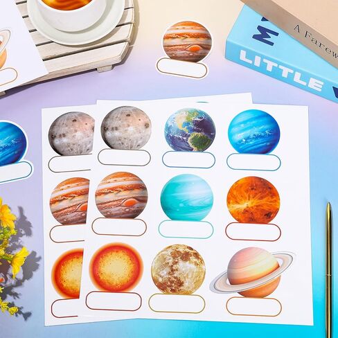 90 Pcs Outer Space Planet Name Tag Sticker Back to School Nameplates First Day of School Self-Adhesive Label Decals for Students Teacher Desk Classroom, 9 Designs in Saudi Arabia