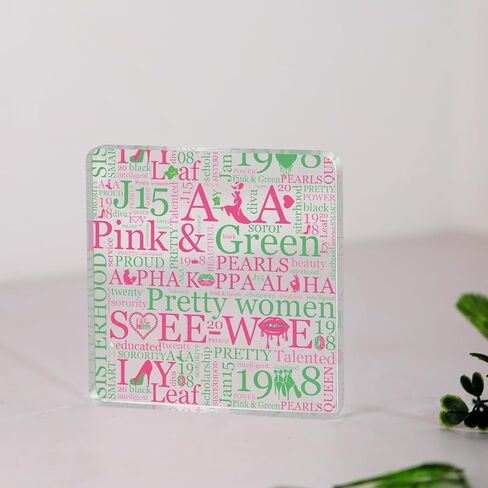 MAOFAED Pink and Green Silver Soror Gift, Sorority Pride Plaque, Greek Sorority Gift, Sisterhood Gifts for Women(08plaque) in Saudi Arabia