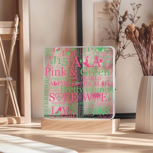 MAOFAED Pink and Green Silver Soror Gift, Sorority Pride Plaque, Greek Sorority Gift, Sisterhood Gifts for Women(08plaque) in Saudi Arabia