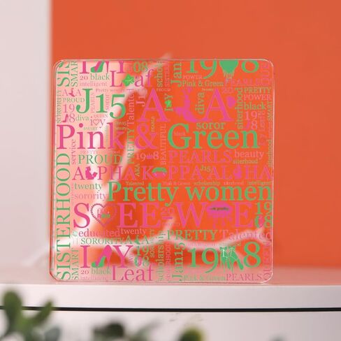MAOFAED Pink and Green Silver Soror Gift, Sorority Pride Plaque, Greek Sorority Gift, Sisterhood Gifts for Women(08plaque) in Saudi Arabia