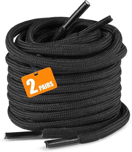 Classic Round Boot Laces, 2 Pairs 47'' Heavy Duty Shoe Laces for Boots&Hiking Shoes, Shoelaces for Men & Women in Saudi Arabia