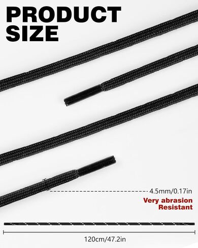 Classic Round Boot Laces, 2 Pairs 47'' Heavy Duty Shoe Laces for Boots&Hiking Shoes, Shoelaces for Men & Women in Saudi Arabia
